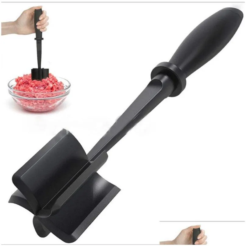 manual meat grinders nonstick heat resistant nylon chopper utensil mix chop for hamburger and ground beef 1849 v2