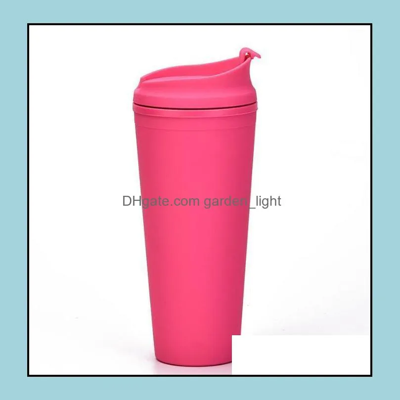 doublelayer plastic frosted tumbler 22oz matte plastic bulk tumblers with lids for outdoor sport camping