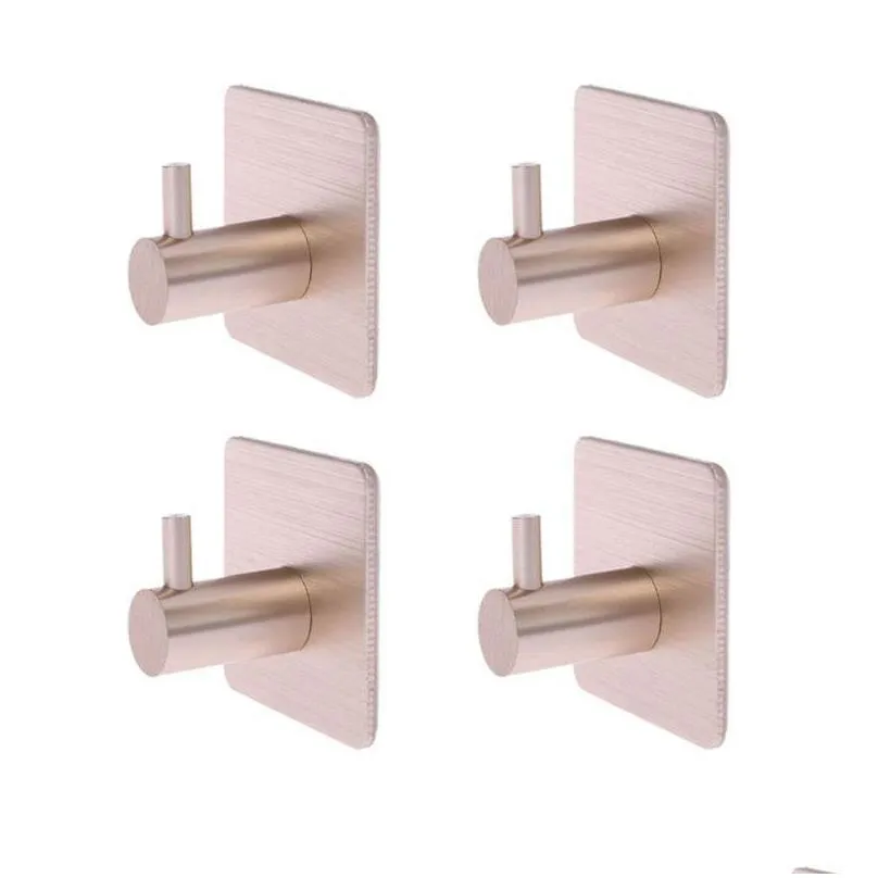 4 pcs self adhesive hooks home kitchen wall door hook clothes coat bag key hanger bathroom towel holder storage rack aluminum