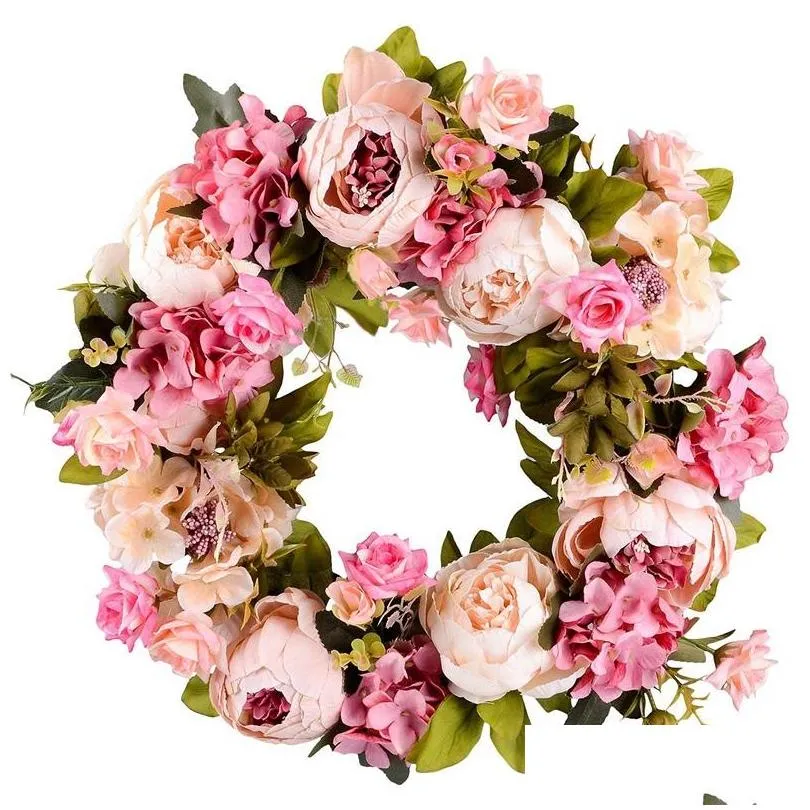 artificial flower wreath peony wreath 16inch door spring round for the front door wedding home decor