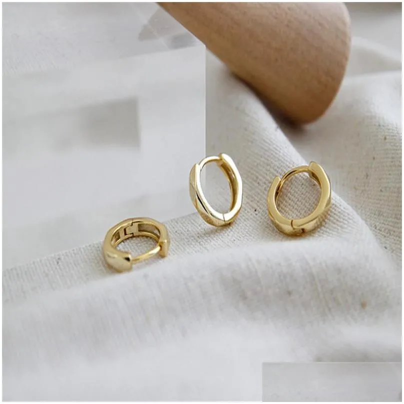 authentic 925 sterling silver jewelry new white gold /18k gold color mini geometric round circle earrings statement hoop earring