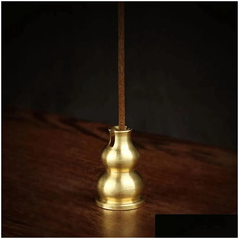 wholesale 3mm brass gourd incense burner holder for thick handmade tibetan coil /sticks home decoration v3663