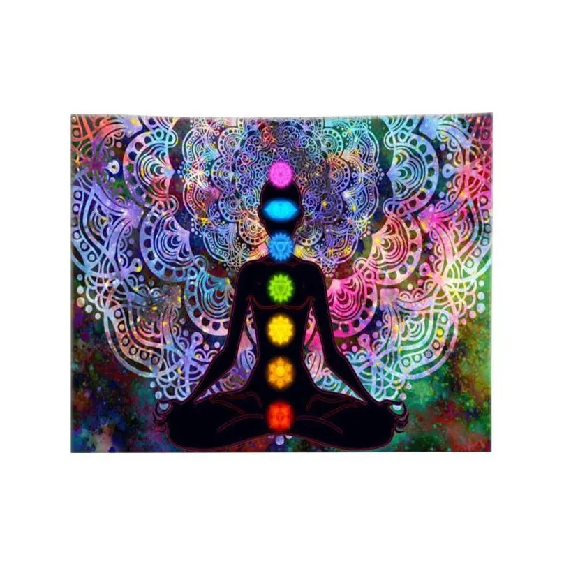 tapestries spiritual background divider hanging blanket gift seven chakra mandala printed wall tapestry home decor yoga meditation