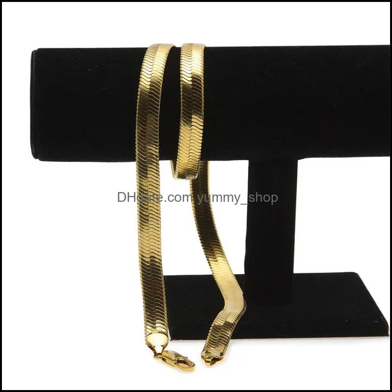 10mm wide snake bone chain yellow gold filled men statement herringbone necklace 60cm 2072 q2