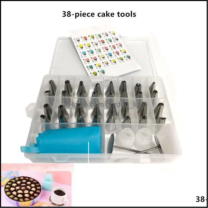 baking pastry tools bag tips 38 pcs/set bags add 32 nozzle set cookie cake decorating kitchen diy icing piping cream reusable