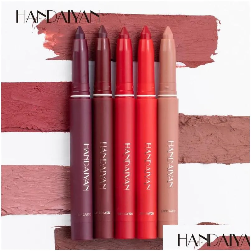 handaiyan lip liner whole sale lipstick pencil crayons matite labbra matte waterproof easy to wear longlasting natural 12 rich color cosmetic makeup