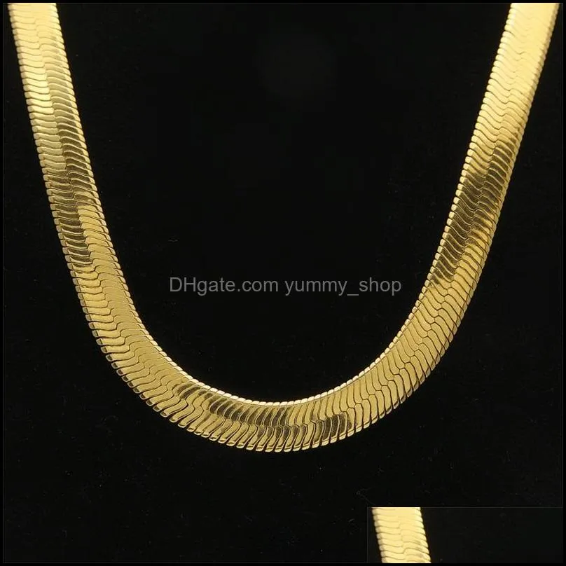 10mm wide snake bone chain yellow gold filled men statement herringbone necklace 60cm 2072 q2