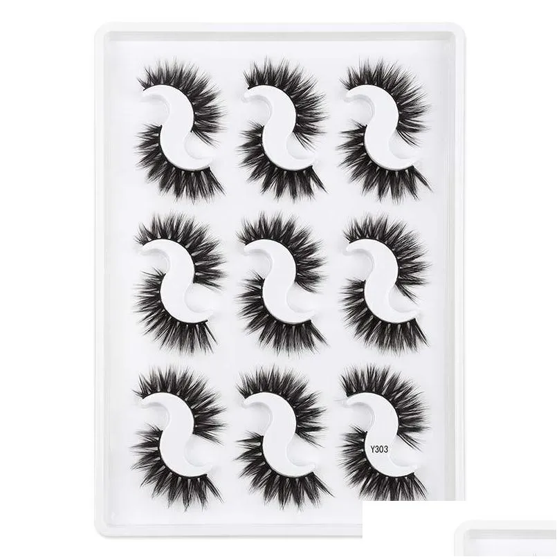 3d mink lashes boxes eyelash packaging 9 pairs natural makeup eyelashes