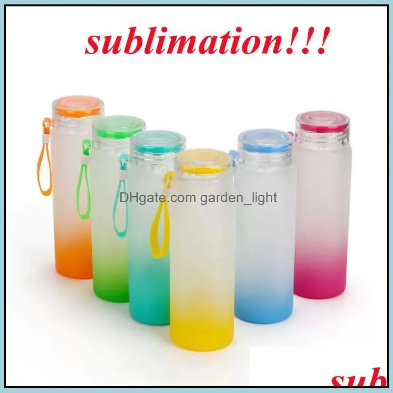 sublimation water bottle 500ml frosted glass party favor water bottles gradient blank tumbler drink ware cups