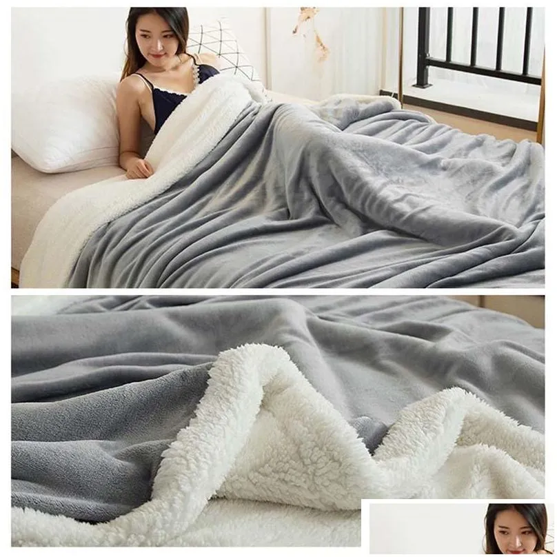 blankets double thicken lamb cashmere blanket for bed sofa winter warm cozy throw office cover coral fleece bedspread