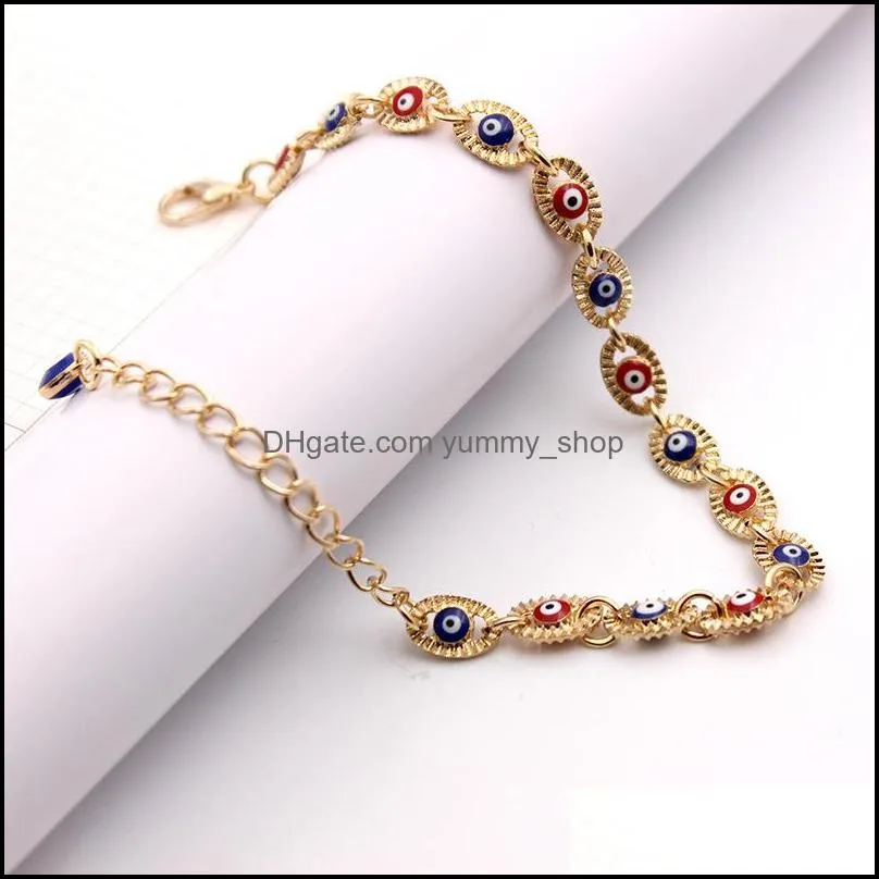 alloy bracelet glue dropping blue red turkey eye bracelets fashionwomen jewelry gold 5ll q2