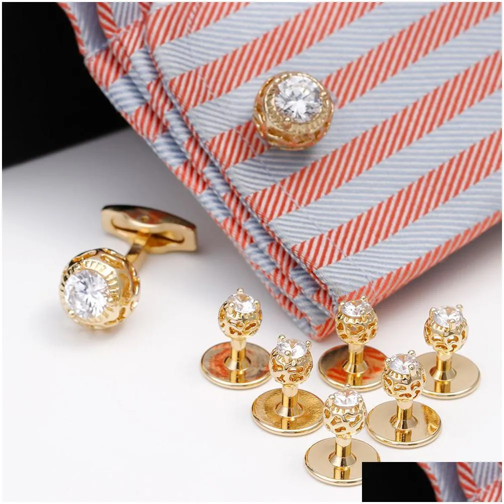 cuff links cufflinks for men tomye xk19s145 8 pcs luxury zircon high quality shirt gold cuff links wedding jewelry for christmas gifts