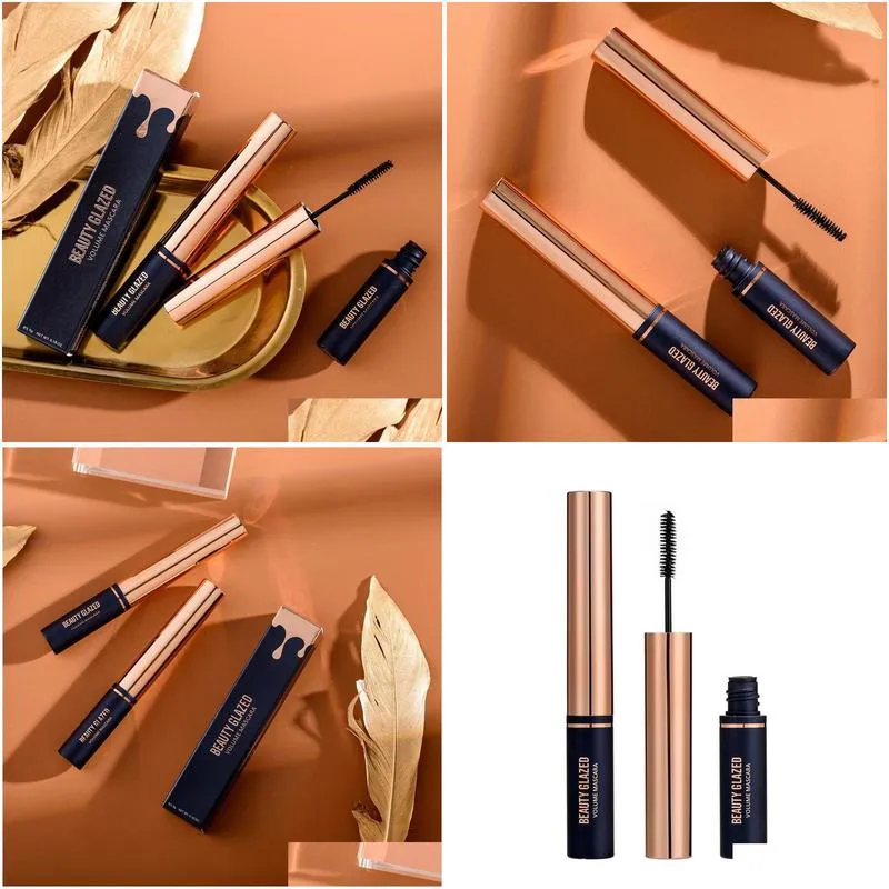 beauty glazed mascara de oro black mascara gold plated thick lengthening waterproof private label cosmetics makeup maquiagem volume