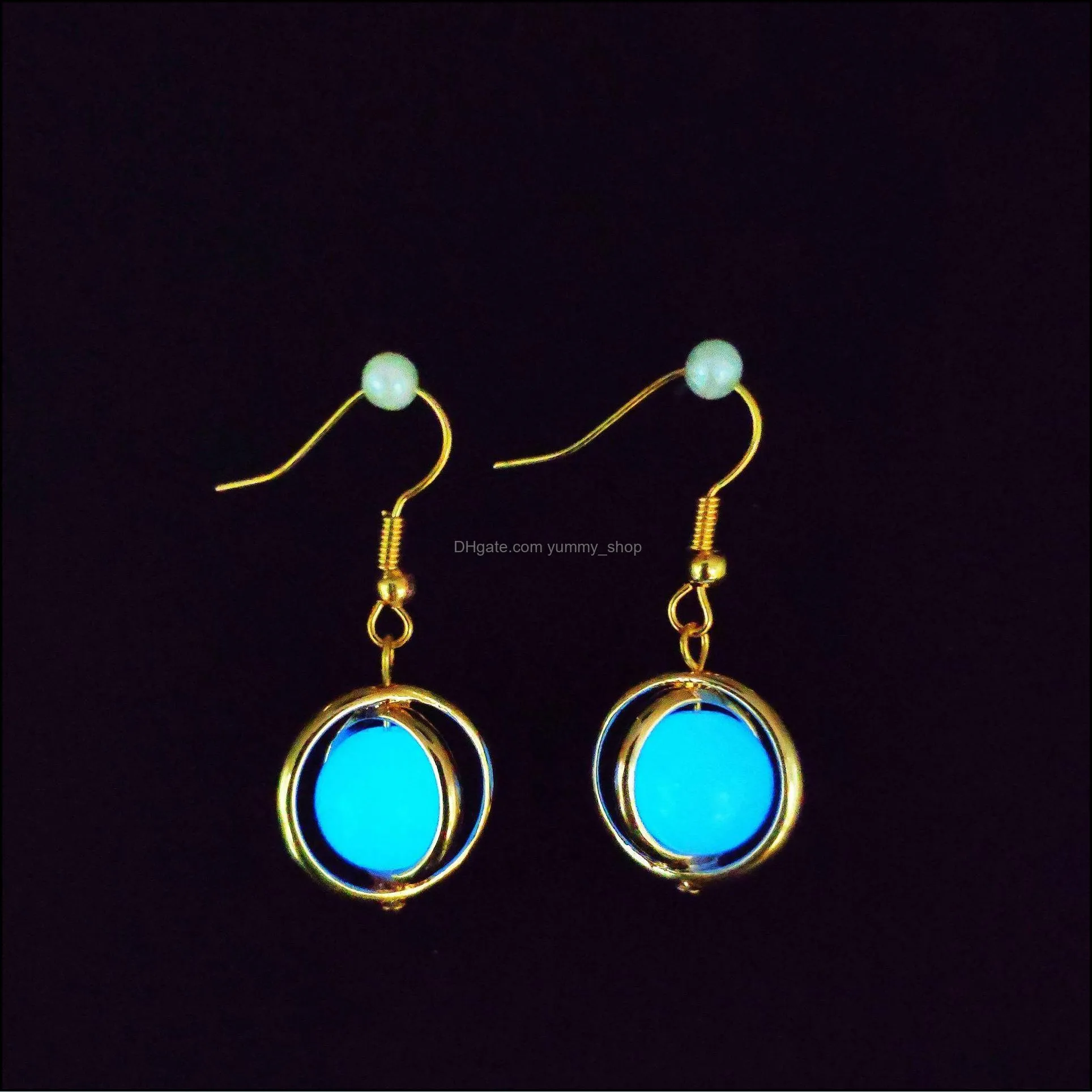luminous pendant dangle earring classic stars moon key shape glow in the dark earrings women fluorescence jewelry