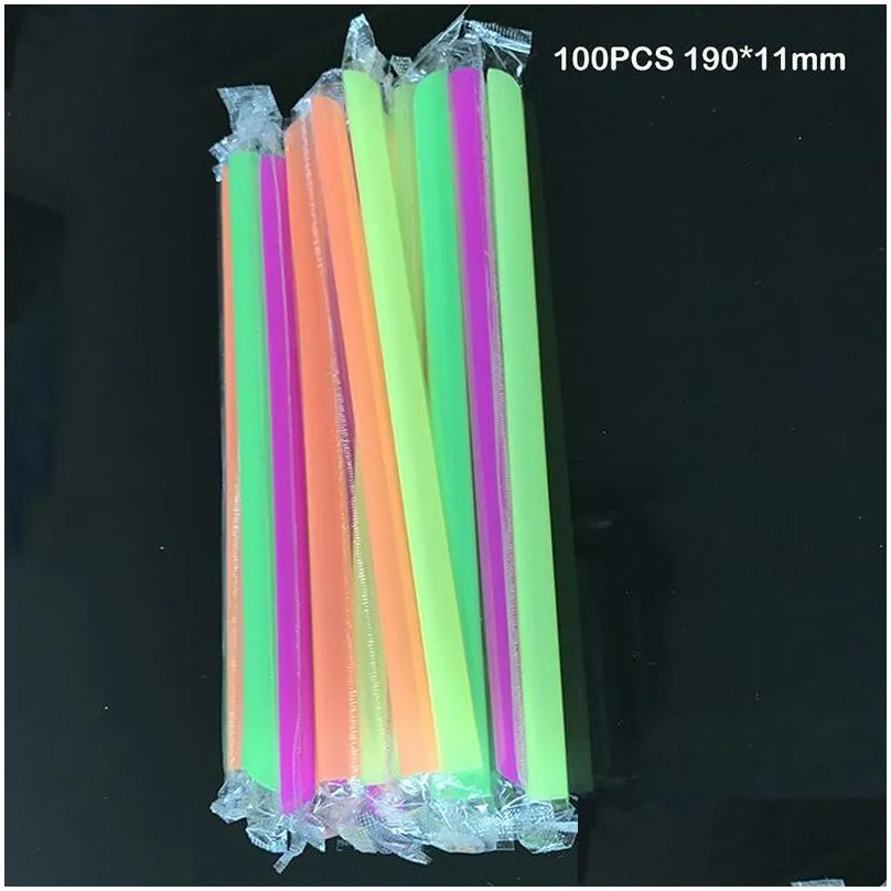 drinking straws 100pcs big milkshake bubble boba milk tea plastic thick smoothie cold drinkware bar accessories1