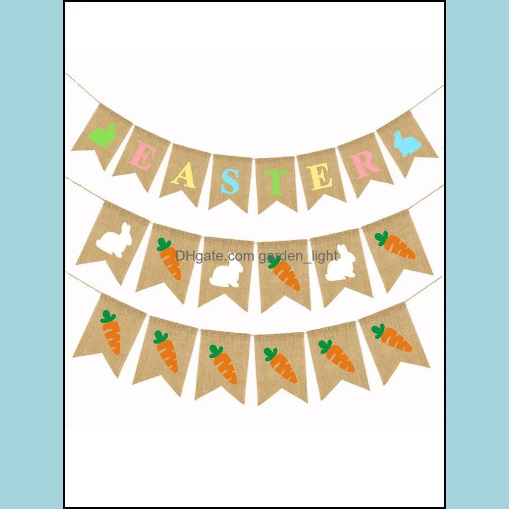 easter burlap banners flag rabbit bunny garland decorations home office school outdoor party supply p o props