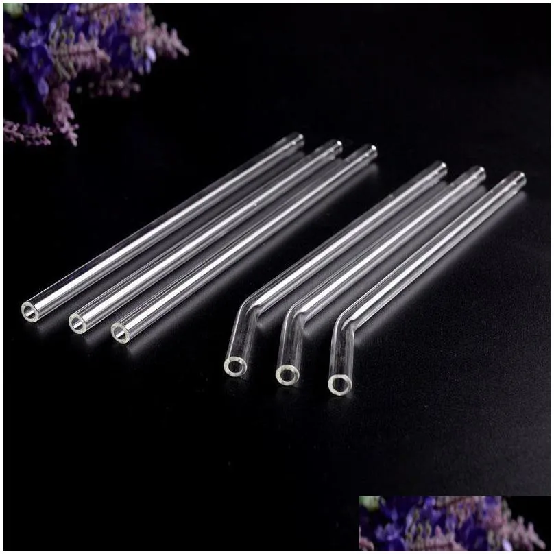 3pcs straight add3pcs bent glass drinking straws set with cleaning brush and box package glass straw for juices