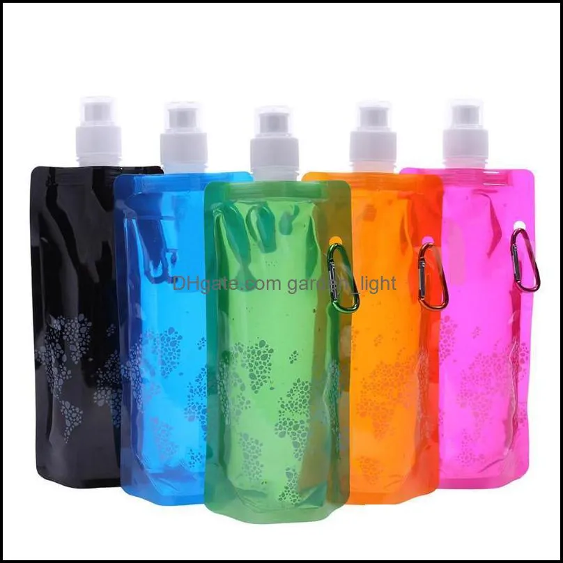 portable ultralight foldable silicone bag water bottle tumblers outdoor sport supplies hiking camping soft flask water