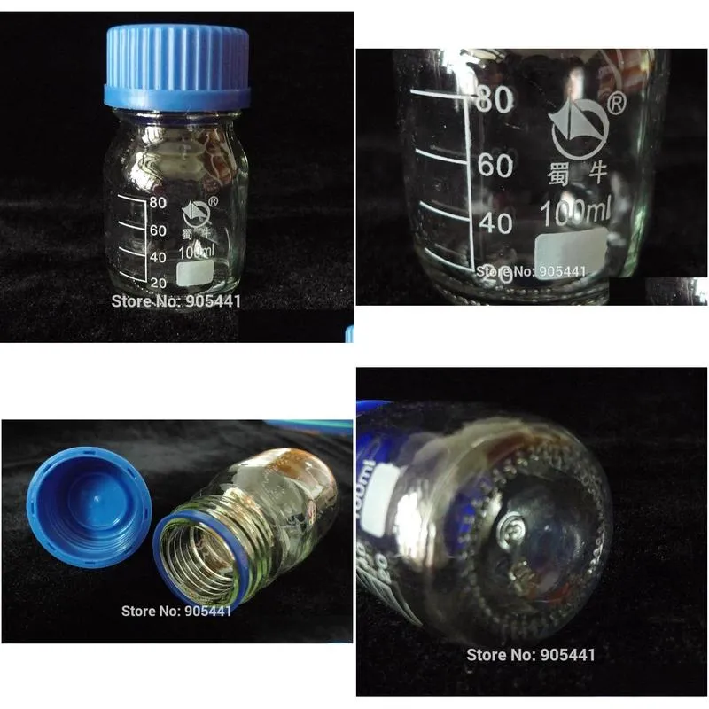 wholesale 100ml glass reagent bottle screw cap autoclavable graduation 80ml heavy wall storage bottles jars