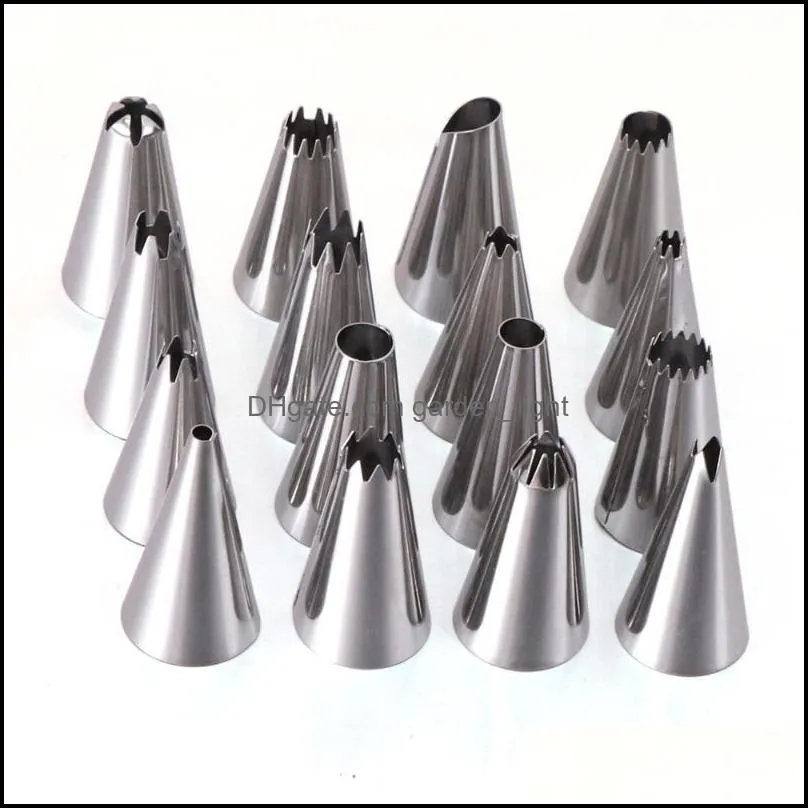 baking pastry tools 19pcs stainless steel cream piping nozzles set with storage box bag cake decorating flower tips converter