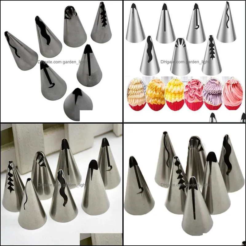 baking pastry tools 7pcs doll skirt cake cream nozzles stainless steel icing piping diy tips flower mouth cupcake decorating