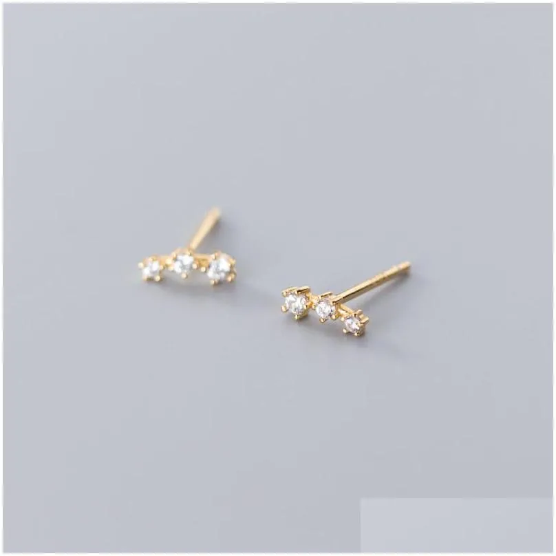 authentic 925 sterling silver one row cz zircon earrings for women fashion cute micro crystal stud earring wedding xmas gifts