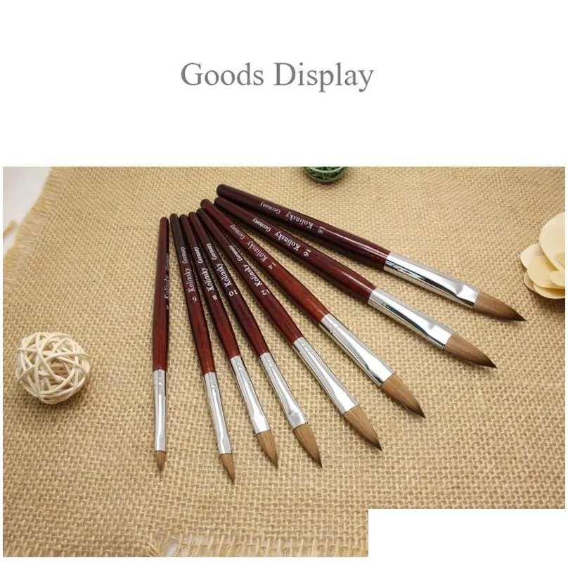 kads kolinsky sable pen red wood 121416182022 nail art brush for professional round head nail drawing tool