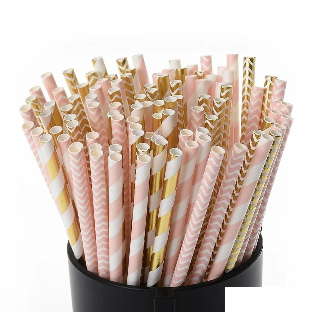 eco paper straws 100 pcs birthday decoration valentines straw drinking paper straws bachelor party children party decorations1