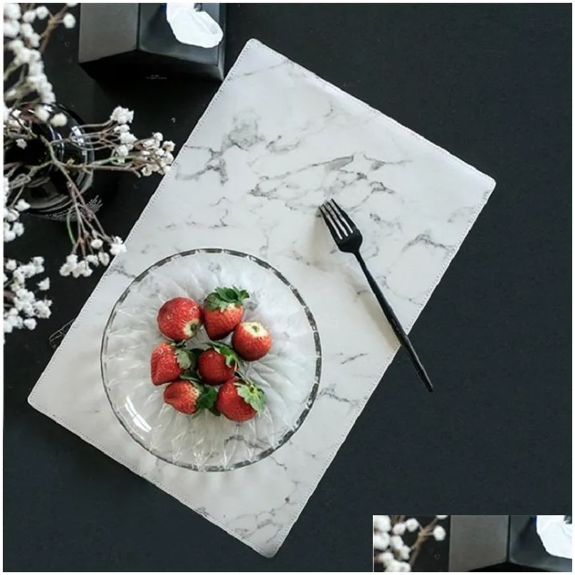 hifuar marble pattern table mat dining table dishware coasters pu placment kitchen tableware pad wedding party decorative mat