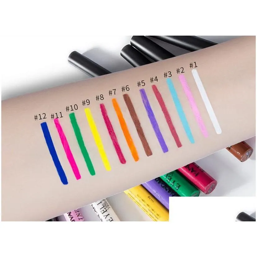 handiyan matte liquid eyeliner pen set 12 colours waterproof longlasting quick dry bright color makeup eye liner