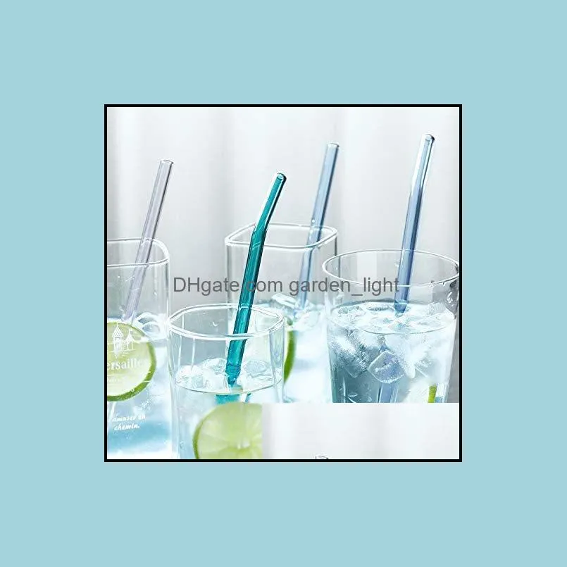 transparent glass straw set combination color heatresistant environmental protection 10 200mm high borosilicate glass elbow