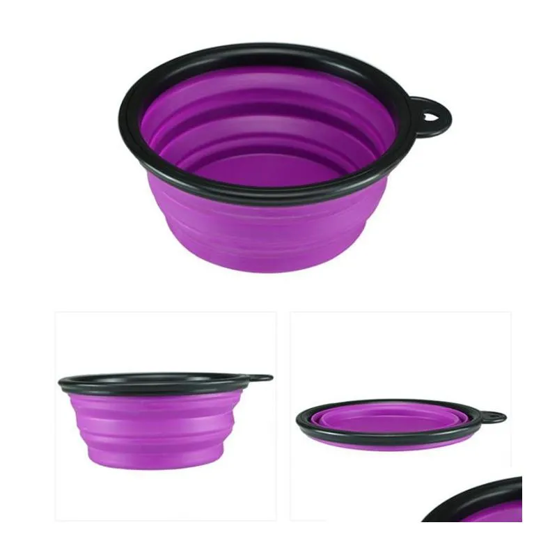 feeders dog cat water dish feeder silicone foldable feeding bowl travel collapsible pet feed tools 12 colors wll537