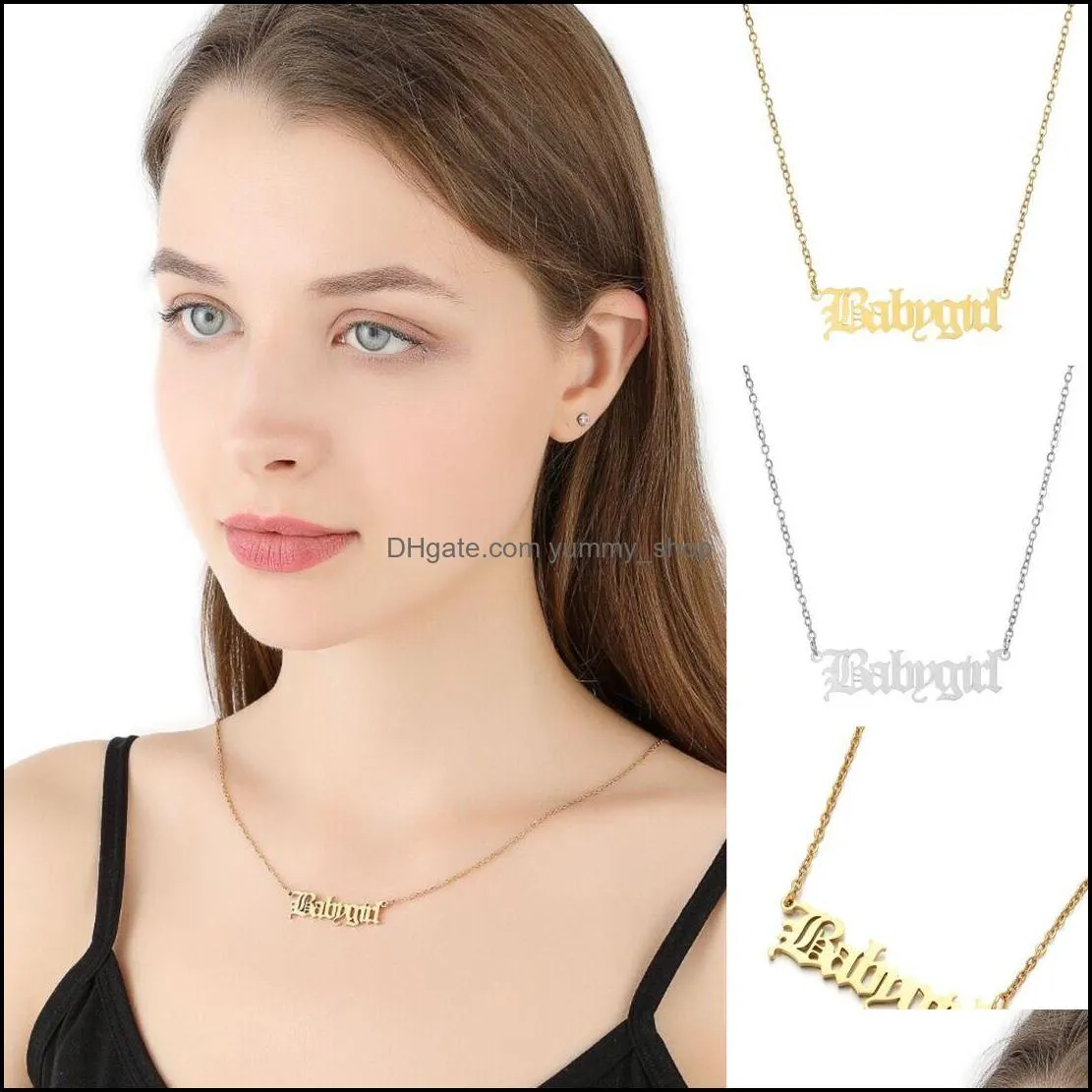 letter bbay girls necklace stainless steel gold chains baby girl pendant women necklaces girlfriend fashion jewelry gift