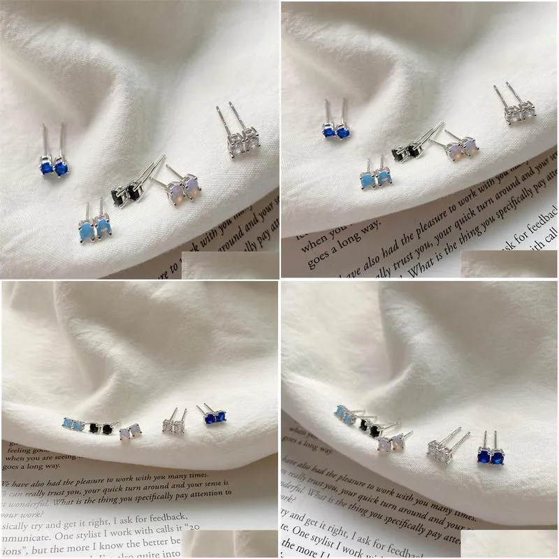 100 925 sterling silver earrings for women new simple mini round cz zircon opal stud earring wedding engagement gifts