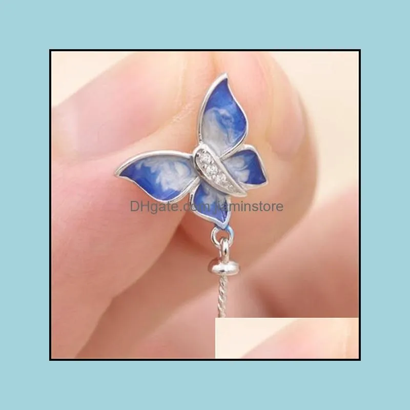 s925 fine silver pendant fittings pearl necklace drop empty support necklace pendant silver bracket diy enamel butterfly