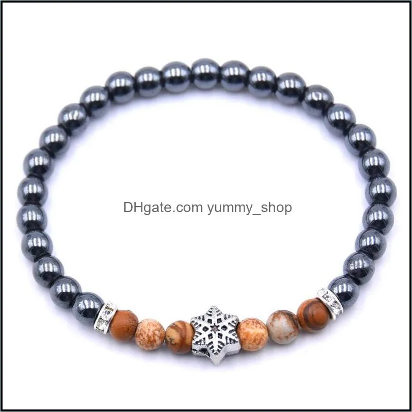 xuebao alloy black gallstone natural gemstone bead bracelet 6mm manual elastic unisex jewelry magnetic therapy