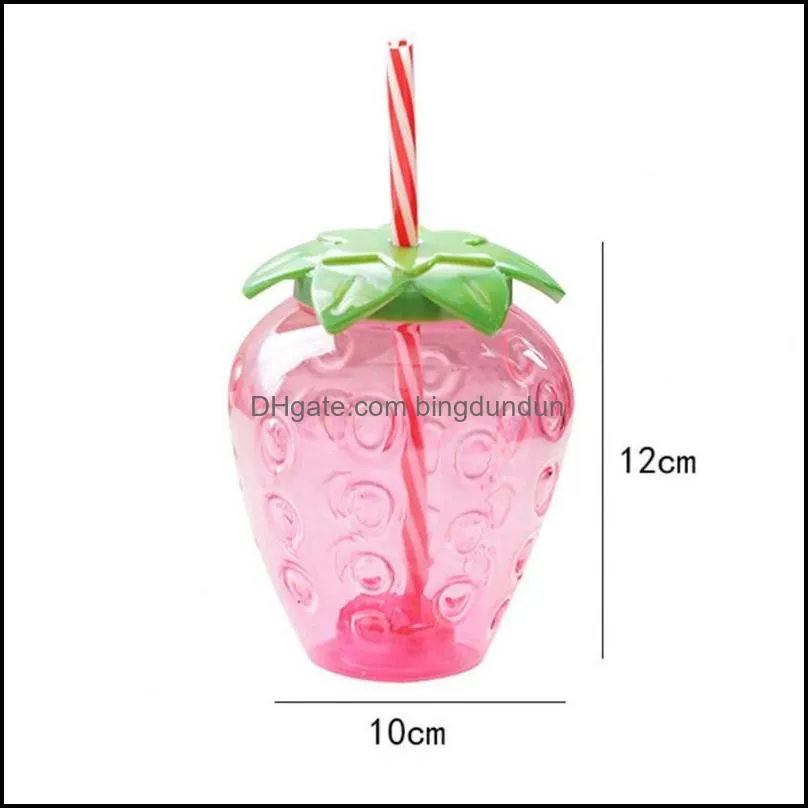 water bottles cute strawberry bottle 500ml summer cartoon milk tea straw plastic cup with lid outdoor home lovely girl drinkware