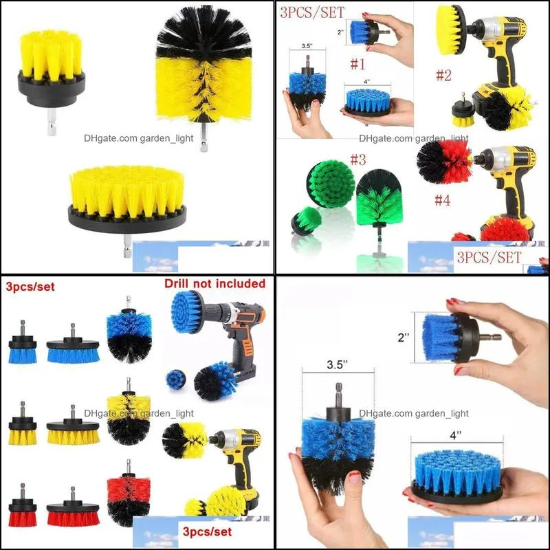  power scrub brush drill cleaning brush 3 pcs/lot for bathroom shower tile grout cordless power scrubber drill attachment brush