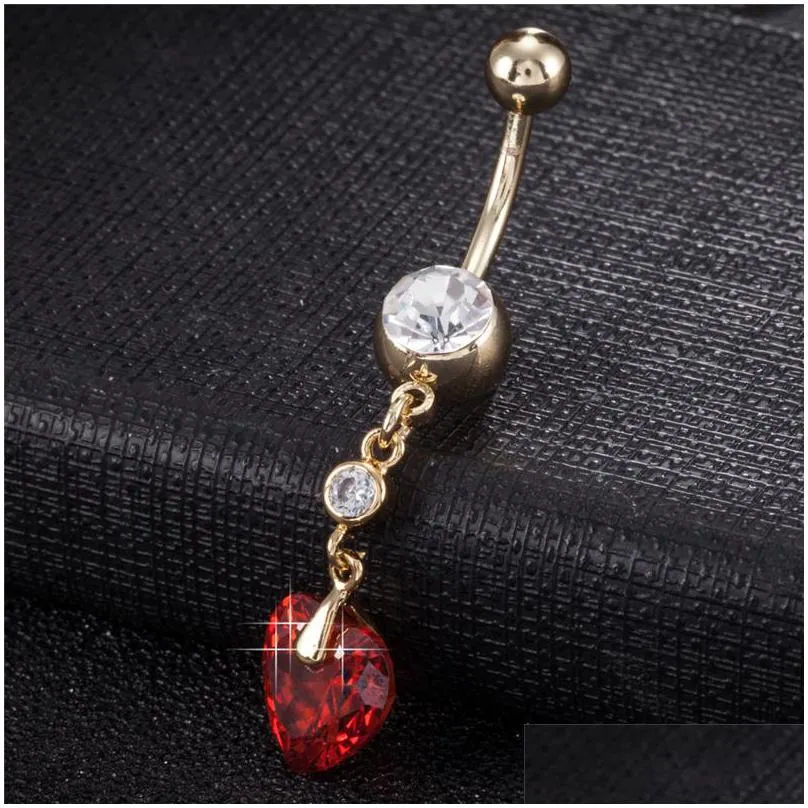 valentines day gift 18k yellow gold plated cz navel ring belly ring body jewelry nickel piercing accessories