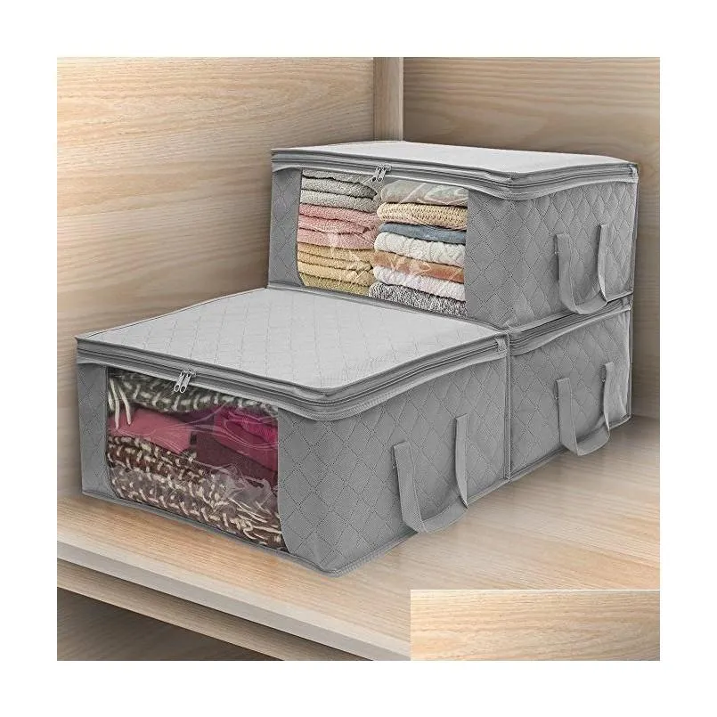 quilt storage bag foldable dust moisture proof clothes bags boxes 2 color home organizers basket high quality zipper storagebox