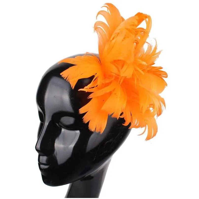 hair accessories multicolor high quality feather flowers fascinator children party brooches hats red wedding xmf371