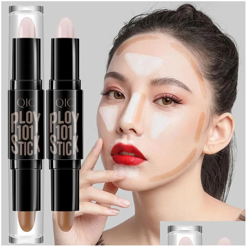 qic highlighter contour stick concealer bar double head waterproof highlight sticks stereo facial brightening pen makeup