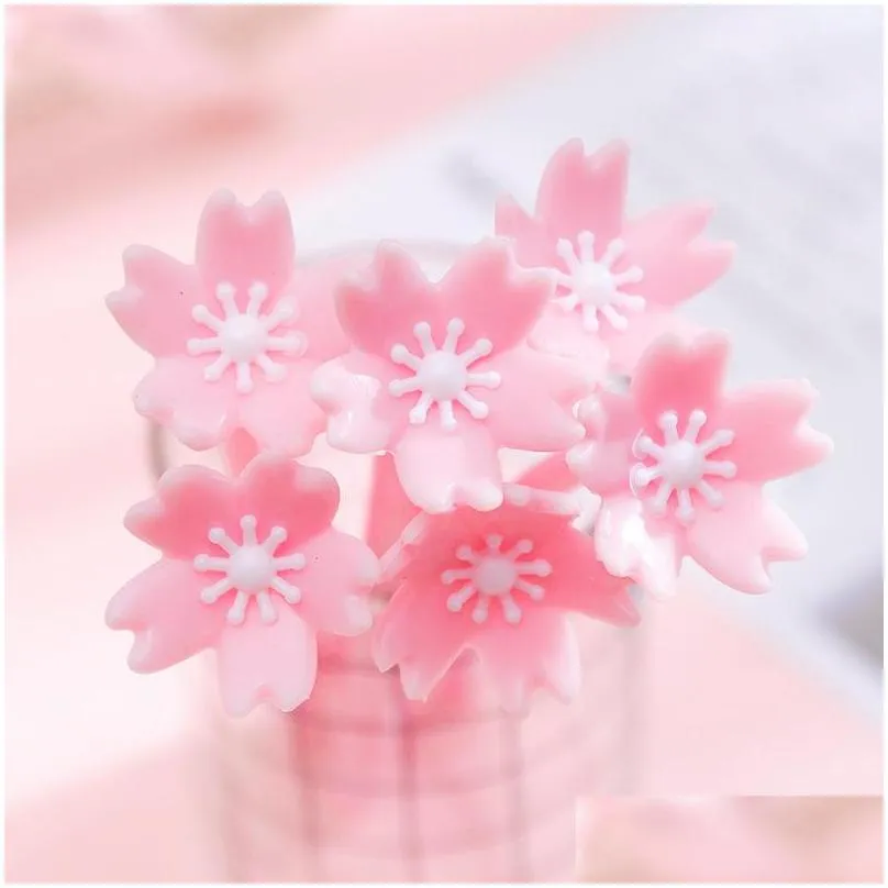 gel pens 6 pcs/lot 0.5mm kawaii black ink cherry blossoms pen for school office writing supplies cute stationery1