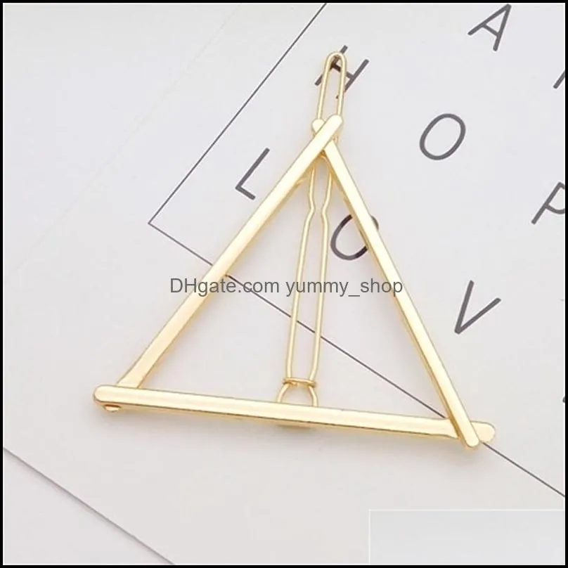 2017 promotion trendy vintage circle lip moon triangle hair pin clip hairpin pretty womens girls metal jewelry accessories 876 q2