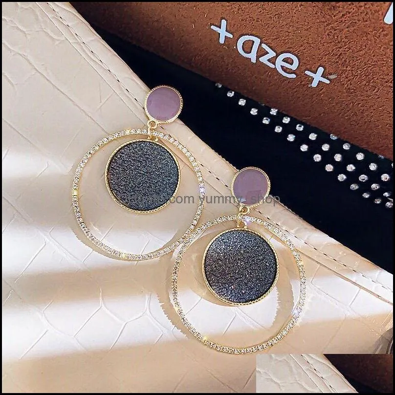 hoop earrings temperament crystal inlay circular lovely shiny fashion accesories woman versatile ear pendants 2 5sfb k2
