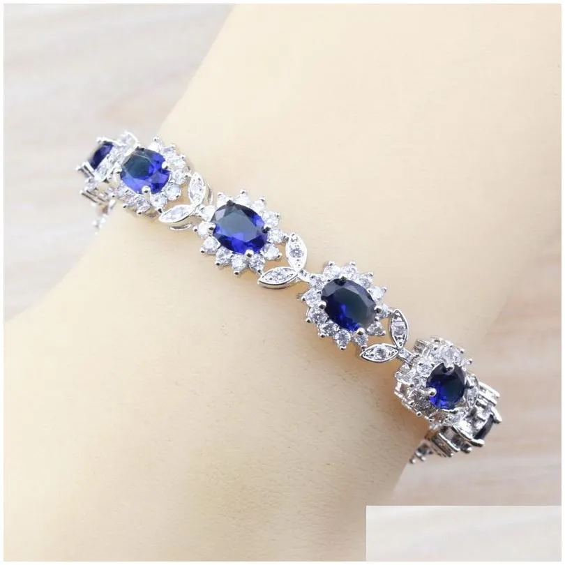 charm bracelets selling blue zircon silver color overlay bracelet health fashion jewelry for women jewelry box sl45 221028