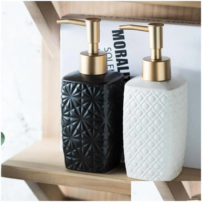 liquid soap dispenser fashion art ceramic relief snowflake round circle dot bath el bathroom lotion pump gel perfume bottle