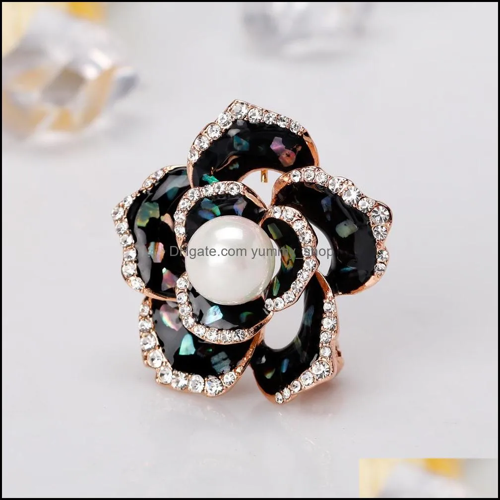 fashion rhinestone drop enamel crystal vintage brooch flower pins for girls women jewelry