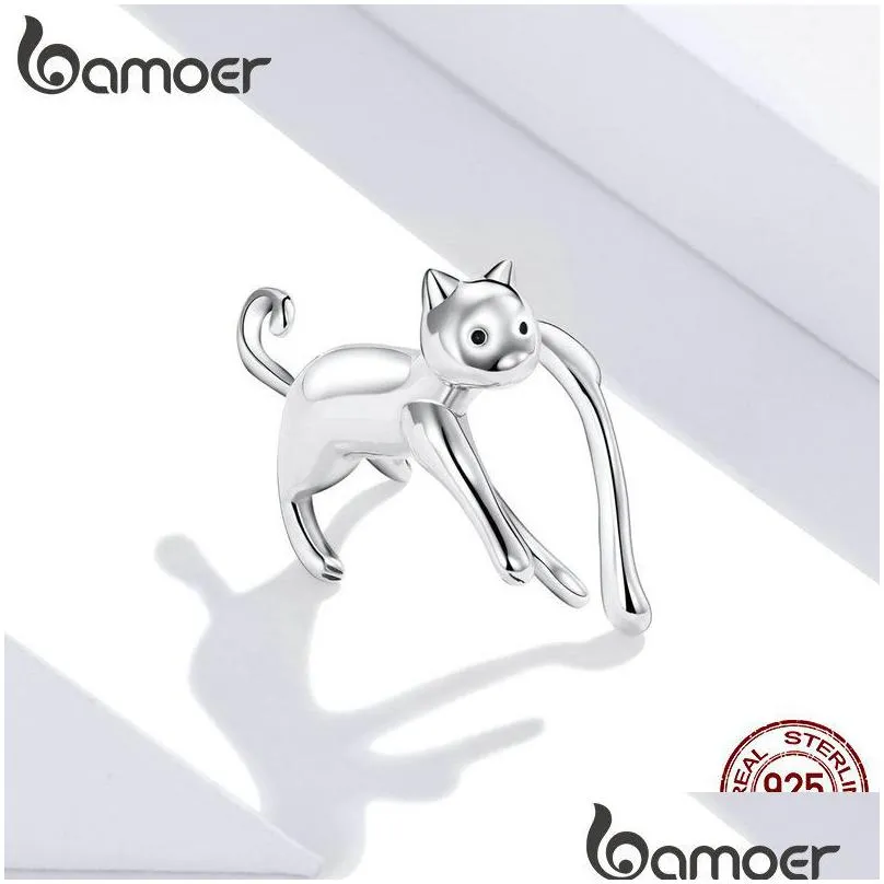 charm 1pc silver 925 ear cuff earrings for women cat on ear jewelry unique design 925 sterling silver jewelry brincos sce967 221014