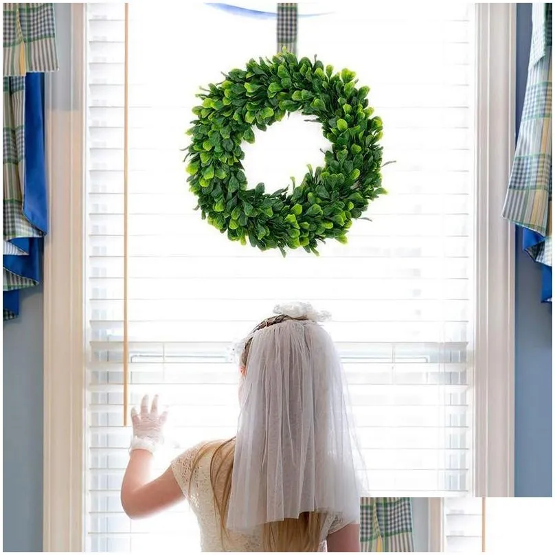 decorative flowers wreaths boxwood wreath greenery garland plastic artificial green door hanger wedding decoration suppliesdecorative